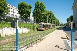 Viennaslide-05294092 Montpellier, moderne Tramway Linie 4, Fahrzeugdesign von Christian Lacroix - Montpellier, modern Tramway Line 4, Design by Christian Lacroix, Pompignane