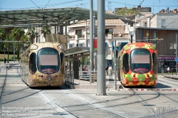 Viennaslide-05294104 Montpellier, moderne Tramway Linie 4, Fahrzeugdesign von Christian Lacroix - Montpellier, modern Tramway Line 4, Design by Christian Lacroix, Corum