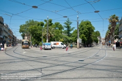 Viennaslide-05294108 Montpellier, moderne Tramway Linie 4, Fahrzeugdesign von Christian Lacroix - Montpellier, modern Tramway Line 4, Design by Christian Lacroix, Gare St Roch