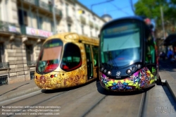 Viennaslide-05294117 Montpellier, moderne Tramway Linie 4, Fahrzeugdesign von Christian Lacroix - Montpellier, modern Tramway Line 4, Design by Christian Lacroix, Gare St Roch