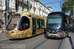 Viennaslide-05294118 Montpellier, moderne Tramway Linie 4, Fahrzeugdesign von Christian Lacroix - Montpellier, modern Tramway Line 4, Design by Christian Lacroix, Gare St Roch