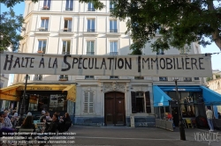 Viennaslide-05320042 Paris, Place Sainte Marthe, Straßencafe, Protest gegen Immobilienspekulation // Paris, Place Sainte Marthe, Cafe, Protest against Speculation