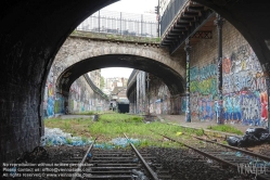 Viennaslide-05387043 Der Chemin de Fer de Petite Ceinture (Kleine Ringbahn) war eine 32 Kilometer lange, Paris umrundende Eisenbahnstrecke, die ab 1852 die in der Stadt gelegenen Endbahnhöfe miteinander verband. Sie verlief innerhalb der Stadtgrenze weitgehend entlang der Thiersschen Stadtbefestigung, einer Mitte des 19. Jahrhunderts errichteten Verteidigungsanlage, da sie auch militärischen Zwecken dienen sollte. Seit 1934 großenteils stillgelegt, sind ihre reichlich verbliebenen Gleise und Bahnhöfe seit Jahrzehnten Gegenstand von Debatten über Bebauung oder Bewahrung.