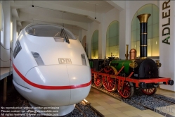 Viennaslide-06490903 Nürnberg, DB-Museum, historische Lokomotive Adler und ICE