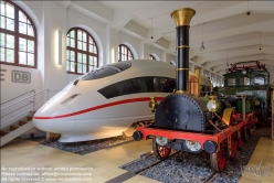Viennaslide-06490904 Nürnberg, DB-Museum, historische Lokomotive Adler und ICE
