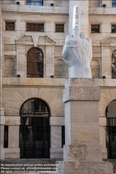 Viennaslide-06631119 L.O.V.E (2011), a 36-foot white marble sculpture middle finger sticking straight up from an otherwise fingerless hand, pointing away from Borsa Italiana in Milan