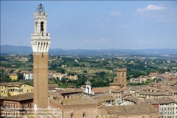 Viennaslide-06642408 Siena, Panorama vom Duomo Nuovo mit Palazzo Pubblico und Torre del Mangia - Siena, Panorama from Duomo Nuovo with Palazzo Pubblico and Torre del Mangia