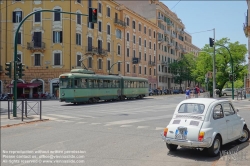 Viennaslide-06790502 Rom, Straßenbahn und alter Fiat 600 // Rome, Tramway and old Fiat 600