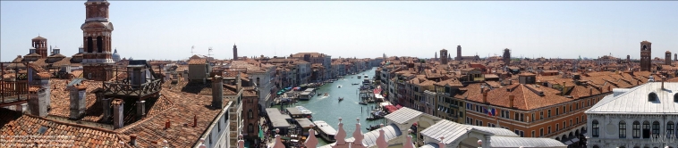 Viennaslide-06822107 Venedig, Panorama von Fondaco dei Tedeschi mit Canal Grande - Venice, Canal Grande Panorama