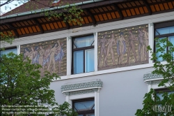 Viennaslide-07320013 Budapest, Jugendstil, Mosaik von Károly Kernstok an der Fassade von Bajza utca 42 (Lederer-Haus), Zoltán Bálint, Lajos Jámbor, 1907 // Budapest, Art Nouveau, Mosaic by Károly Kernstok on the Facade of Bajza utca 42 (Lederer-House), Zoltán Bálint, Lajos Jámbor, 1907