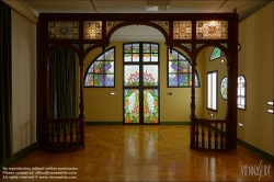 Viennaslide-07325018 Budapest, Miksa Roth Museum, Jugendstilfenster in der Alpar Villa, 1903, Nachbildung // Budapest, Miksa Roth Museum, Art Nouveau Window in the Alpar Villa, Replica