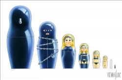 Viennaslide-61420174 Fetisch-Matrjoschka (Illustration von Julian Murphy) - Fertish Russian Dolls