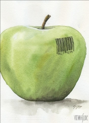 Viennaslide-73400344 Gentechnik, Apfel, Illustration von Gerhard Gepp - Genetic Engineering