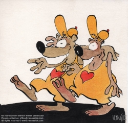 Viennaslide-73400401 Zwei Männchen, Illustration von Peter Unger - Gay Dogs