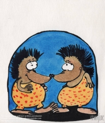 Viennaslide-73400404 Zwei Igel, Illustration von Peter Unger - Two Hedgehogs