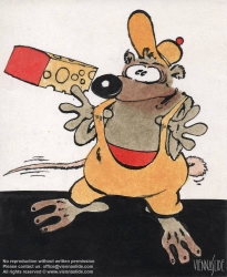 Viennaslide-73400405 Maus und Käse, Illustration von Peter Unger - Mouse and Cheese