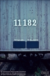 Viennaslide-77700114 Eisenbahn, Aufschrift auf einem historischen Güterwaggon - Railway, Historic Freight Car