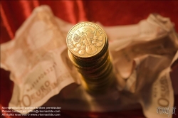 Viennaslide-79070132 Gold und Papiergeld - Gold Coins and Euro Banknotes