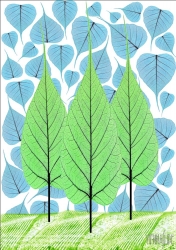Viennaslide-87111122 Blätter, drei Bäume, Illustration - Leaves, three Trees, Illustration