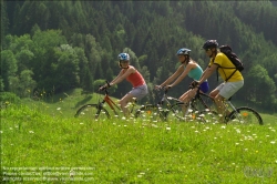 Viennaslide-97320324 Junge Leute beim Radfahren durch Österreichische Landschaft bei Schladming - Austrian Countyside near Schladming, Friends Cycling